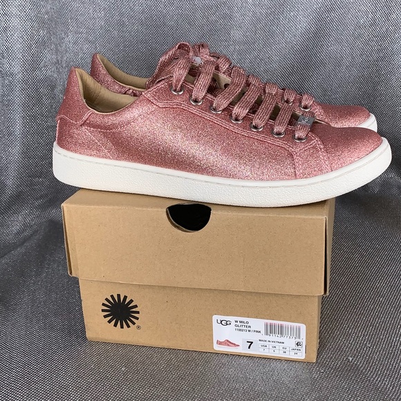 UGG PINK GLITTER MILO SNEAKERS SHOES - Picture 3 of 8